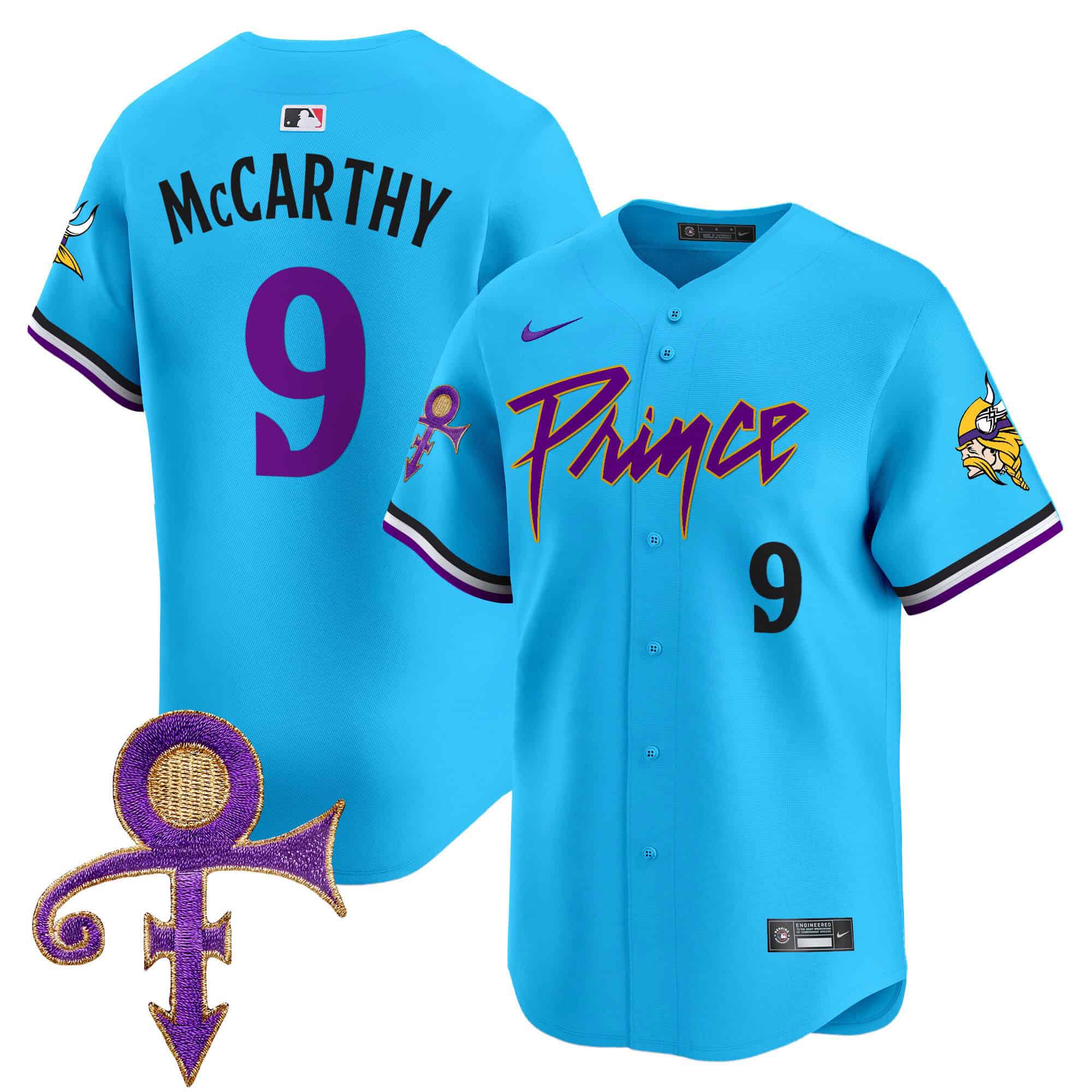 Men Minnesota Vikings #9 Mccarthy Light Blue 2024 Nike Prince Patch Vapor Premier Limited NFL Jersey